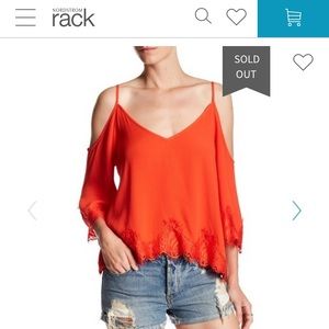 ASTR the Label cold shoulder lace hem blouse NWOT